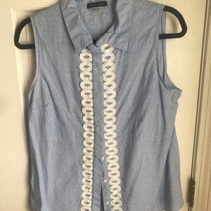 Tommy Hilfiger Sleeveless Blue Seersucker Top